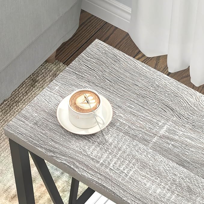 FOLUBAN End Table, Rustic Wood and Metal Side Table - Image 6