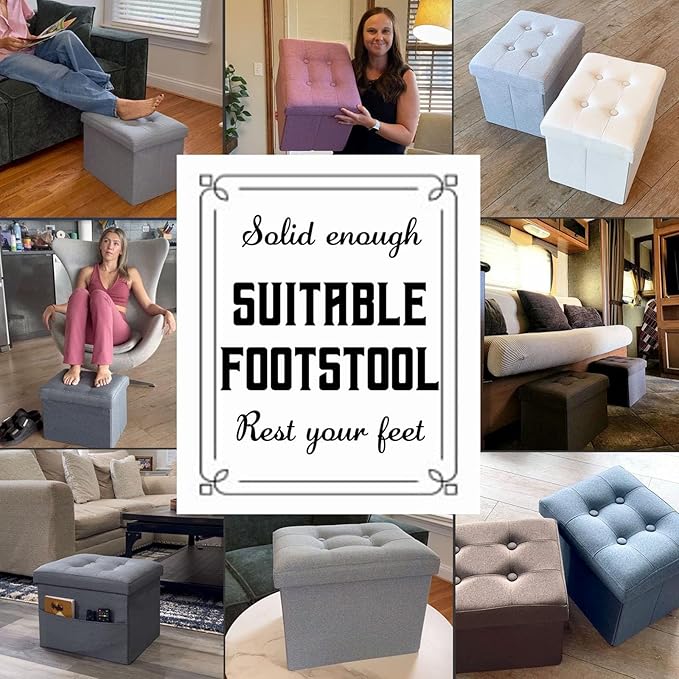 Ottoman Storage Ottoman Foot Rest Stool Foldable Bench - Image 6