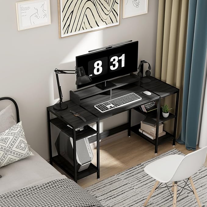 Computer Desk Gaming Desk with Monitor Stand, Home Office Desk Suitable - Image 2
