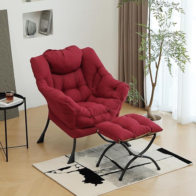 Lazy Chair with Ottoman, Modern Chair with Folding Footrest, Lounge Accent Chair - Image 7