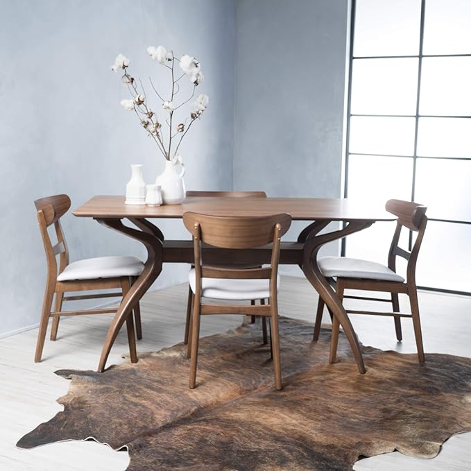 Christopher Knight Home Idalia Curved Leg Rectangular Dining Set, 5-Pcs Set - Image 2