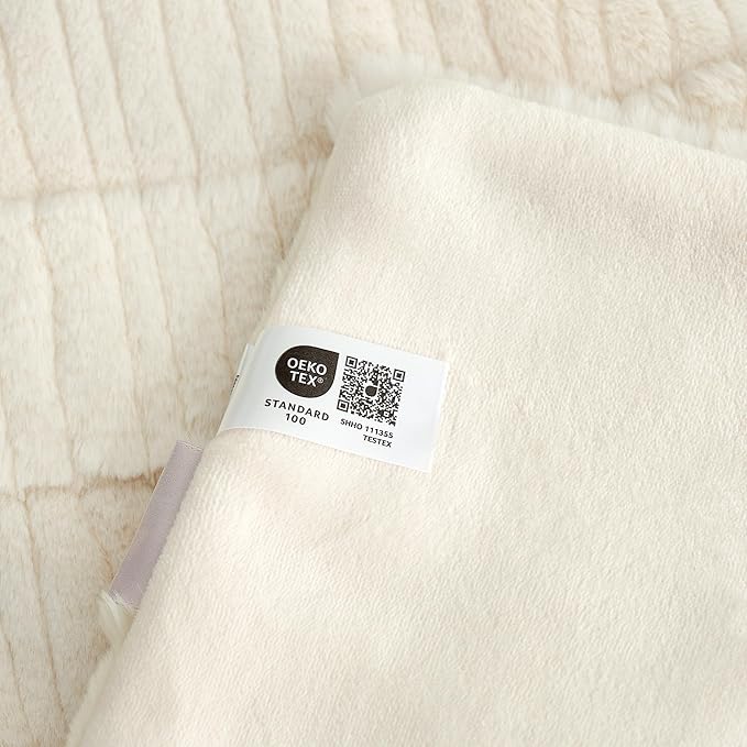 Amélie Home Luxury Striped Faux Fur Throw Blanket - Image 7