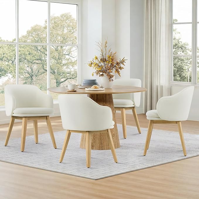 Wooden Dining Chairs Set of 4, Fabric Upholstered Modern Dining Room Chairs by Kislot