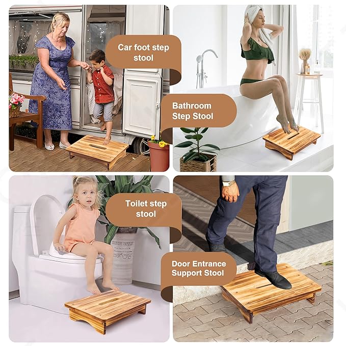 Wooden Step Stool for Adults, 3.5" Portable Wood Step for Kids, Heavy Duty One - Image 4