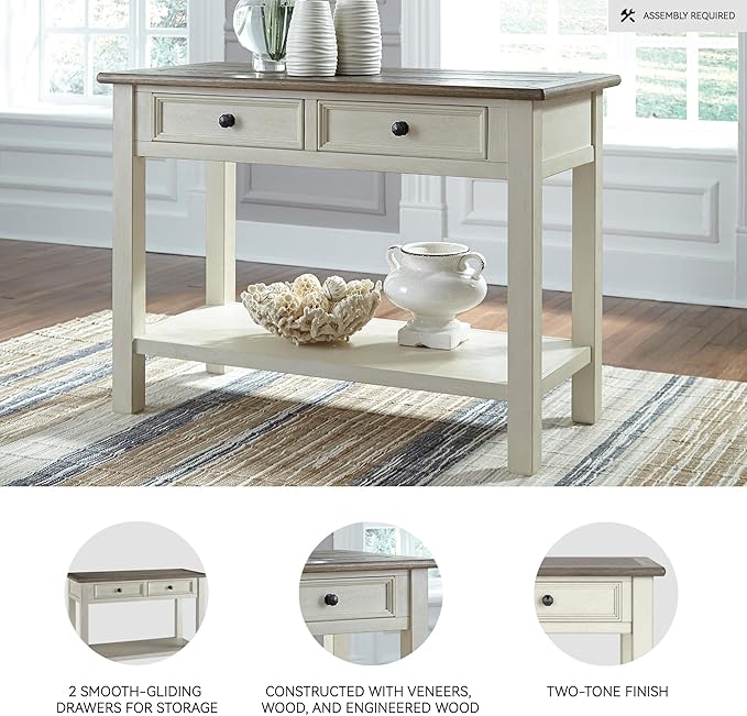 Signature Design by Ashley Bolanburg Farmhouse Rectangular Two Tone Sofa Table - Image 4