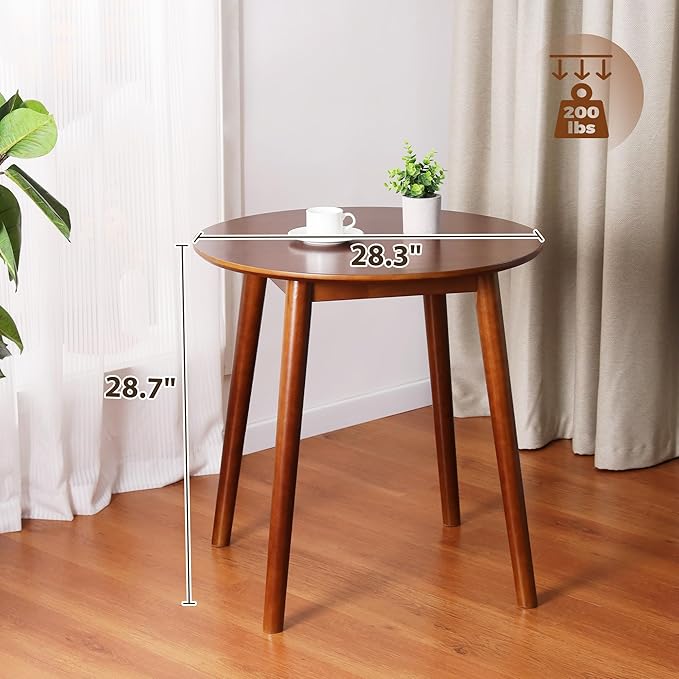 28.3" Small Round Dining Table for 2, Wooden Space-Saving Kitchen Dinner Table - Image 3