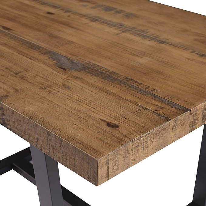 Walker Edison Durango Distressed Solid Wood Dining Table, 52 Inch, Rustic Oak - Image 4
