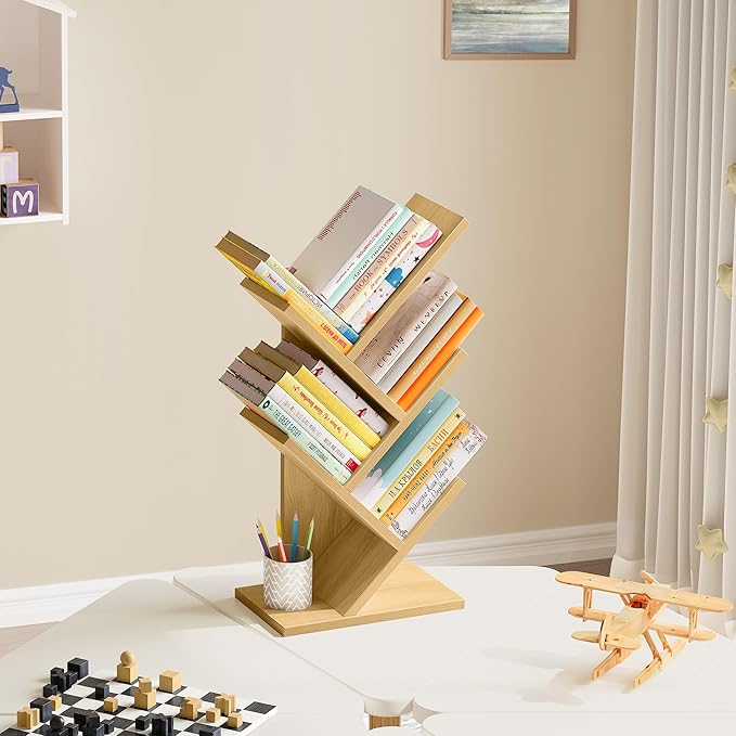 Hoctieon 4 Tier Tree Bookshelf, 4 Shelf Bookcase, Free Standing Tree Bookcase - Image 5