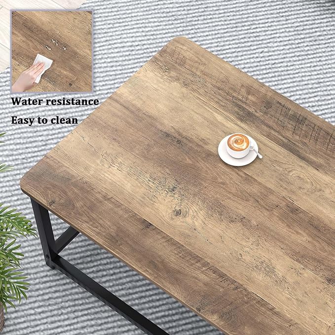 EXCEFUR Coffee Table with Storage Shelf, Modern Wood and Metal Center Table - Image 5