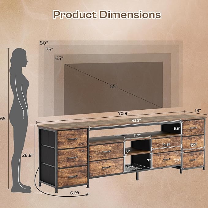 Huuger 70.9 Inch LED TV Stand Dresser - Image 3