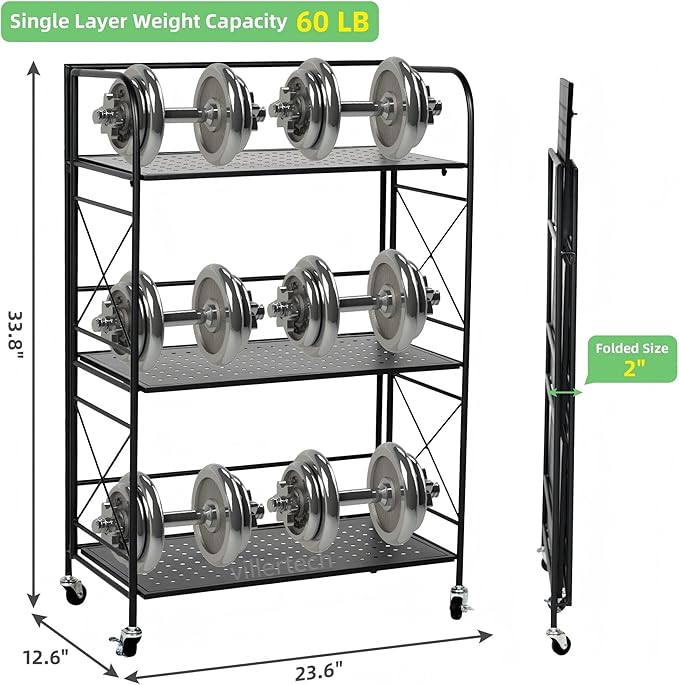 Foldable 3-Tier Metal Shelf - Image 3