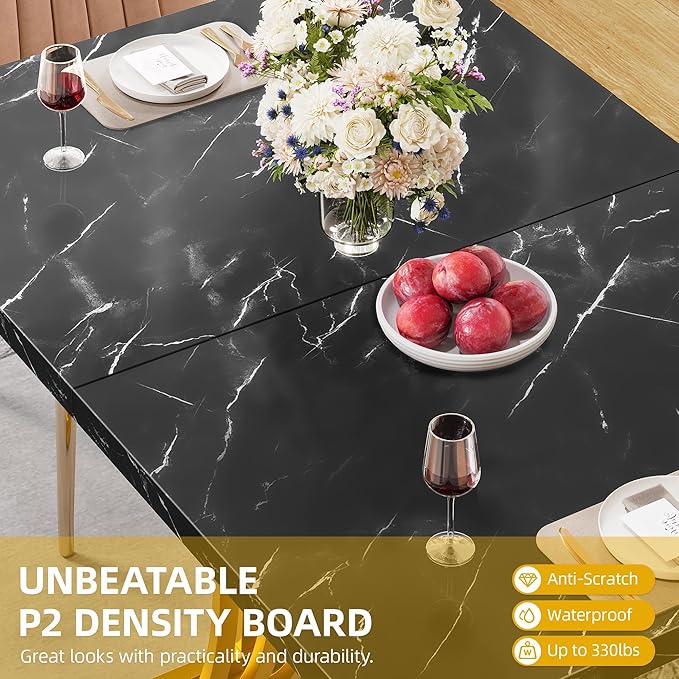 DWVO Modern Dining Table for 4 People 47 Inch Rectangular Kitchen Table - Image 3