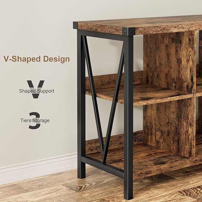 GarveeHome 8 Cube Storage Organizer Bookshelf, 3 Tier Metal Horizontal Bookcase - Image 6