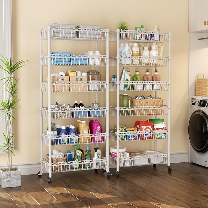 SINGAYE 6 Tier Big Basket Shelf Wire Shelving Unit Adjustable Storage Shelves - Image 6