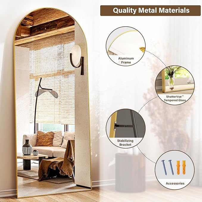 24x68 Arched Full Length Mirror Floor Mirrors - Image 6