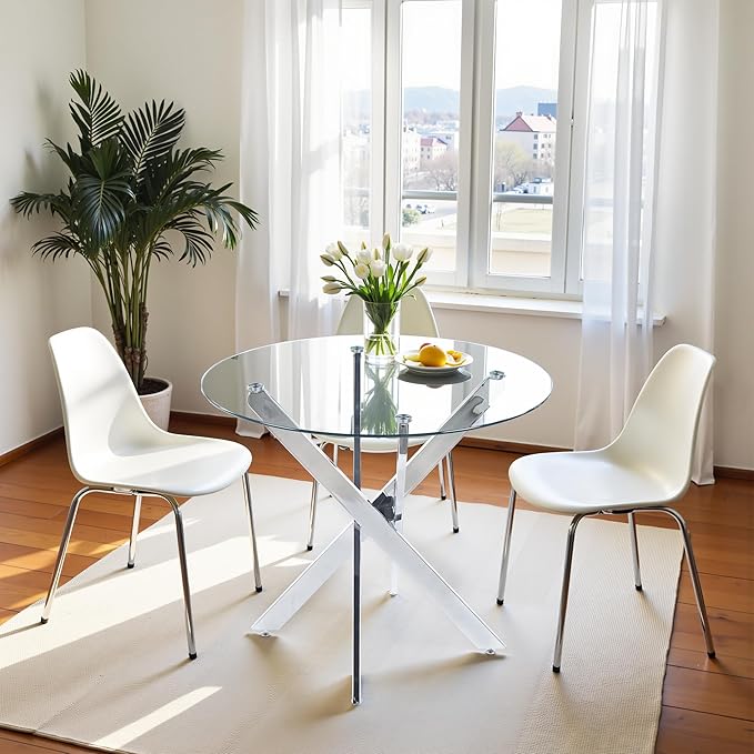 Dining Table for 4 Modern Round Dining Table 35.43" Kitchen & Dining Room Tables - Image 4
