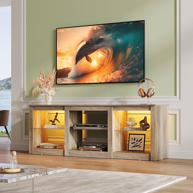 WLIVE LED TV Stand for 65 Inch TV, Modern Entertainment Center - Image 3