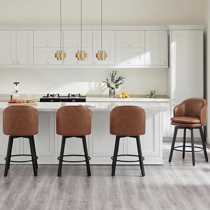 Counter Height Barstools 26 inch Upholstered Swivel Bar Stools - Image 3