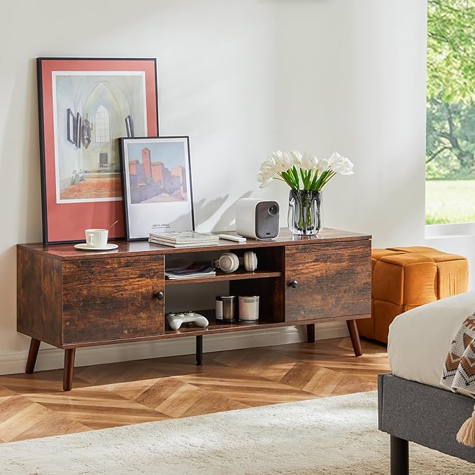 Sweetcrispy TV Stand for 55 60 inch TV, Modern Mid Century Entertainment Center - Image 2