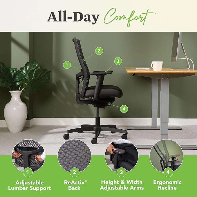 HON Ignition 2.0 ReActiv Ergonomic Office Chair, Standard Synchro-Tilt Recline - Image 4