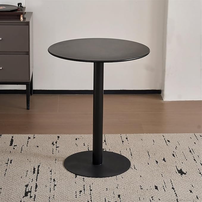 24 inch Black Round Table Small Dining Table, Metal Modern Kitchen Table - Image 4