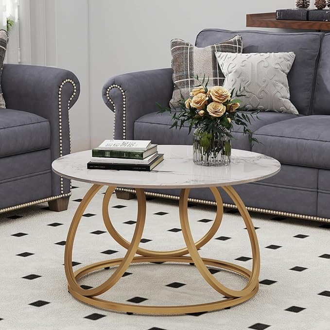 OIOG Round Coffee Table for Living Room, Modern Coffee Table - Image 5