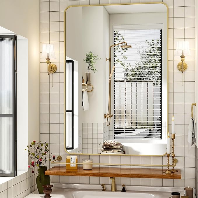 30 x 48 Inch Bathroom Mirror, Rounded Rectangular Vanity Mirror - Image 3