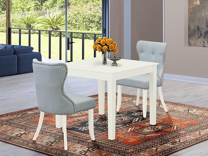 East West Furniture OXSI3-LWH-15 3 Piece Dining Room Furniture Set Contains a - Image 2