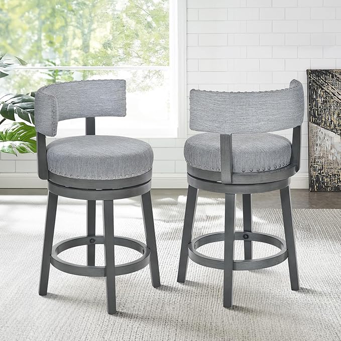 COLAMY Swivel Bar Stool Set of 2, Modern Swivel Barstool - Image 3