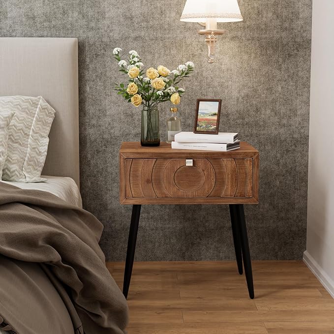 COSIEST End Tables Set of 2, Mid Century Modern Nightstands, Wood Bedside Tables - Image 6