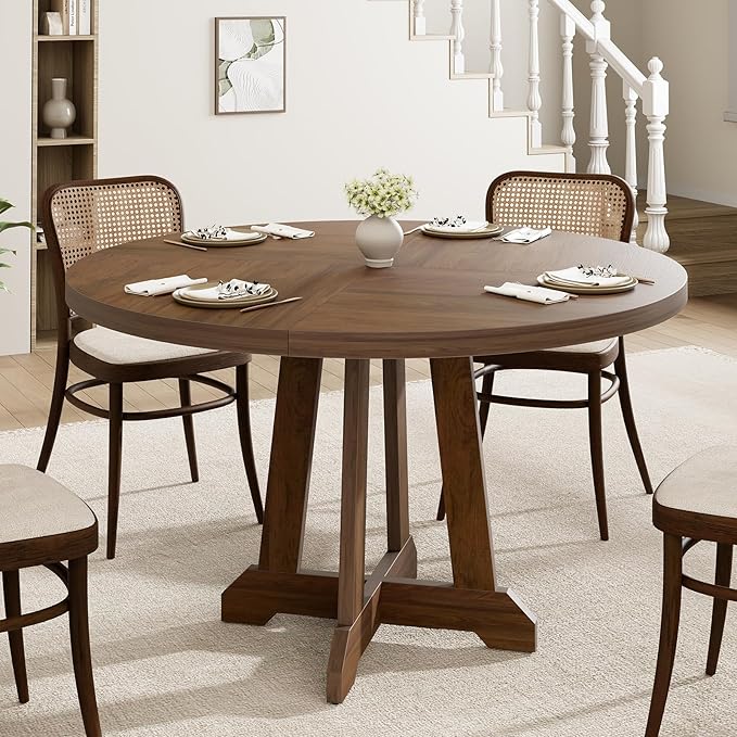 GarveeHome Round Dining Table for 4, Kitchen Dining Room Circle Dinner Pedestal by GarveeHome