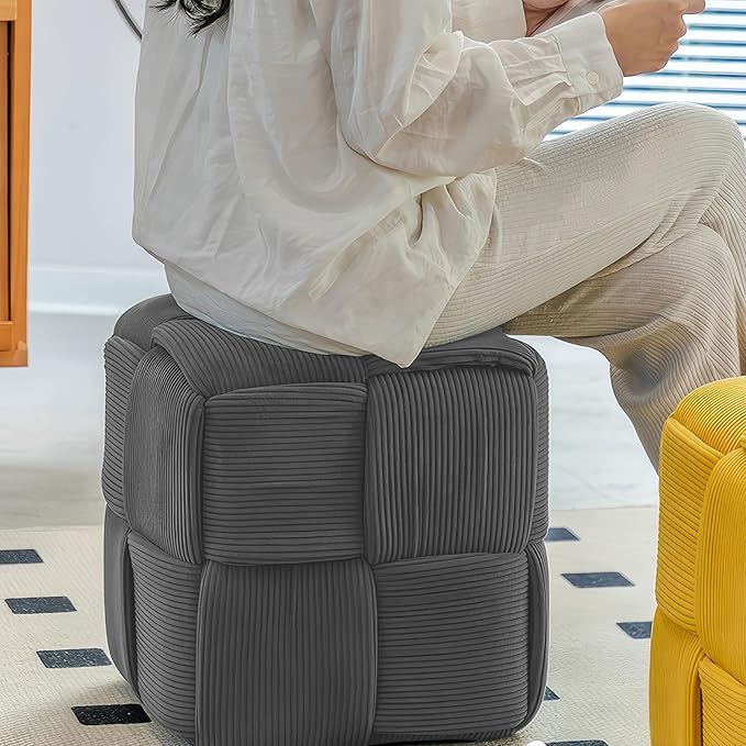 Ottoman Foot Rest Soft and Comfortable Ottoman Square Corduroy Woven Design - Image 4