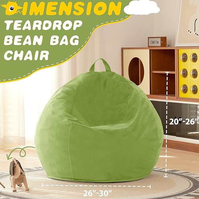 HABUTWAY 2FT Bean Bag Chair, Teardrop Bean Bag Chair Luxurious Velvet Ultra - Image 3
