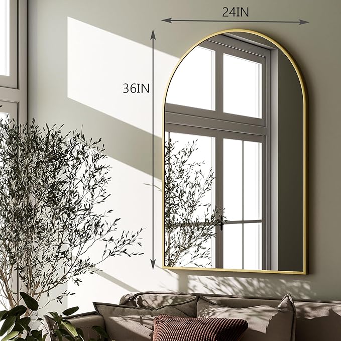 HARRITPURE Arched Wall Mirror 24"x36" – Gold Metal Frame Vanity Mirrors - Image 6
