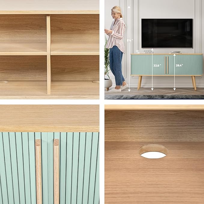 WERMO 53'' Blue Cabinet with Doors and Shelves - Image 6