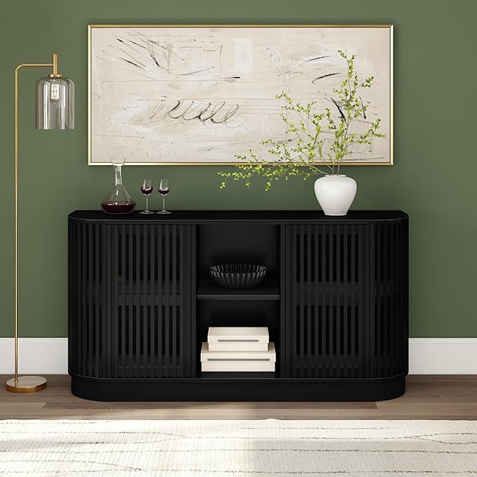 Plank+Beam Contour Wood TV Stand, Two Door Solid Wood Entertainment Console - Image 9