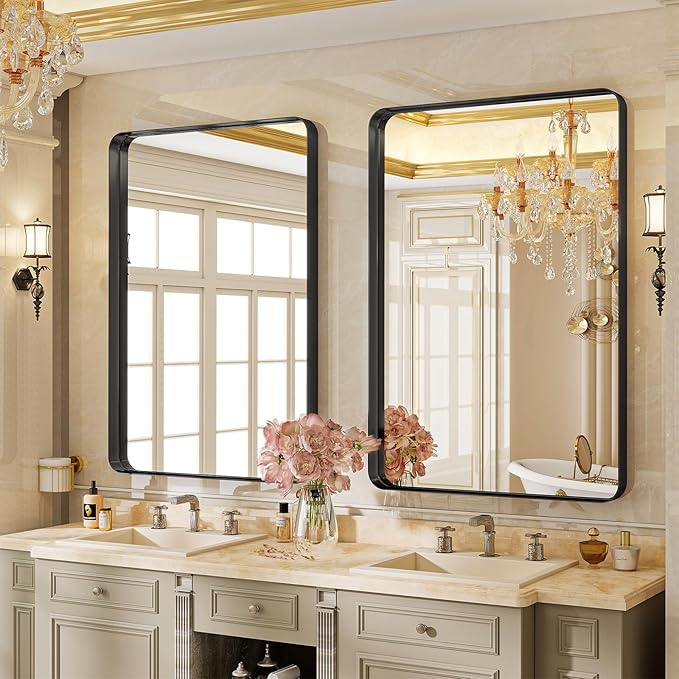 Bathroom Mirror 24x32 inch, Modern Round Corner Bathroom Vanity Mirror - Image 2