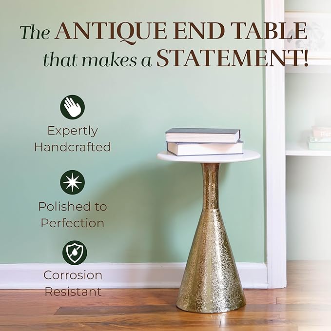 OBJET D'ART Small Round Gold End Tables, Vintage Metal Accent, Coctail and - Image 5