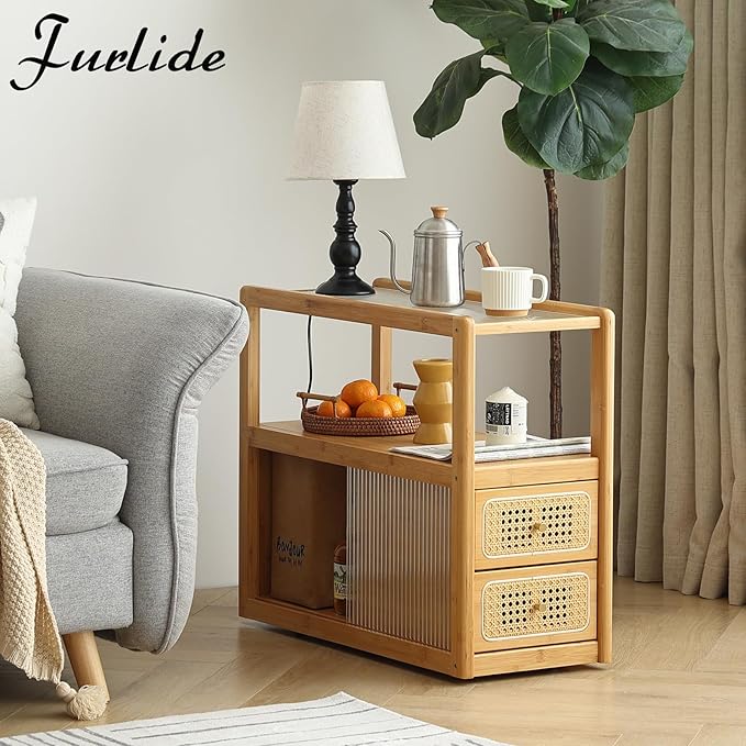 Rattan Nightstand Side Table - Image 7