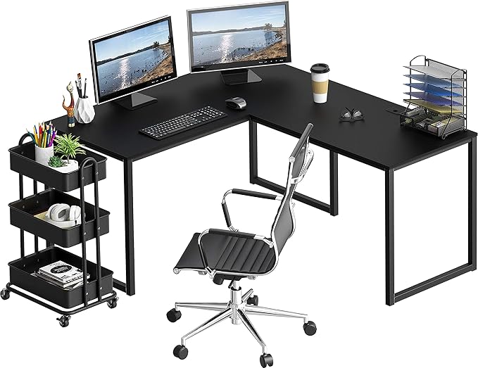 SHW 55 x 60 Inches Commercial-Grade L-Shape Corner Office Computer Desk - Image 6