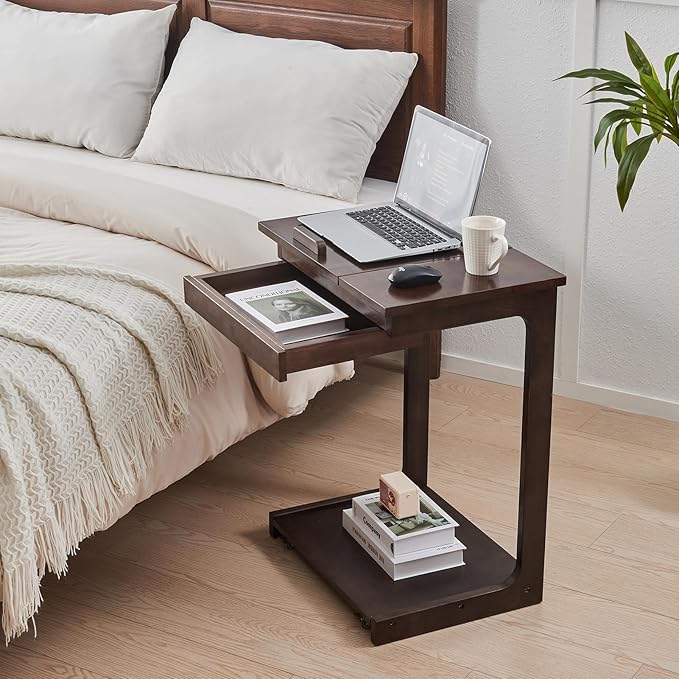 CozyDH Rolling Side Table with Wheels, Adjustable C Shaped End Table - Image 7
