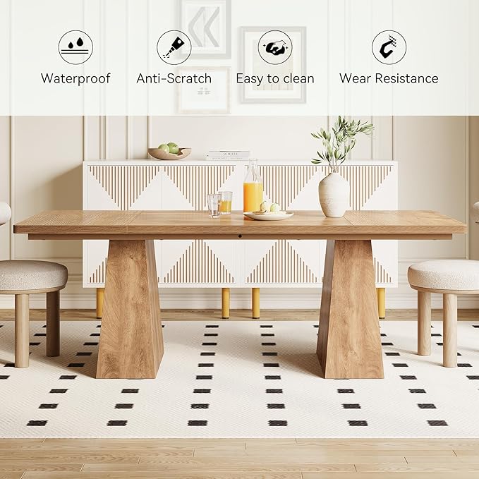 LITTLE TREE Dining Table for 6 People, Wooden Table, Rectangle Furniture - Image 7