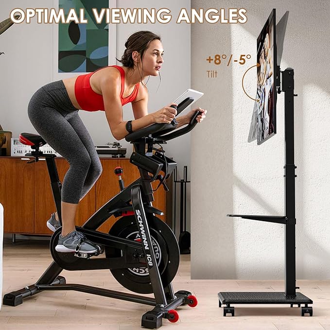 Mobile TV Stand with Wheels, Swivel Rolling TV Stand - Image 4