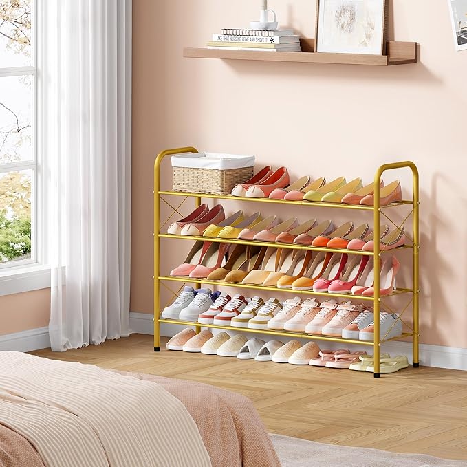 Hoctieon 4 Tier Mesh Style Shoe Rack, Entryway Shoe Shelf, Shoe Storage - Image 5