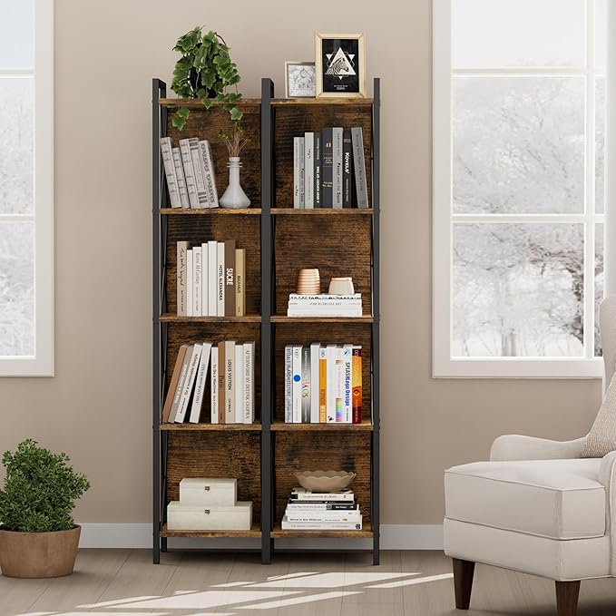 Homhedy 5 Tier Bookshelf Bookcase, Tall Narrow Bookshelf - Image 8