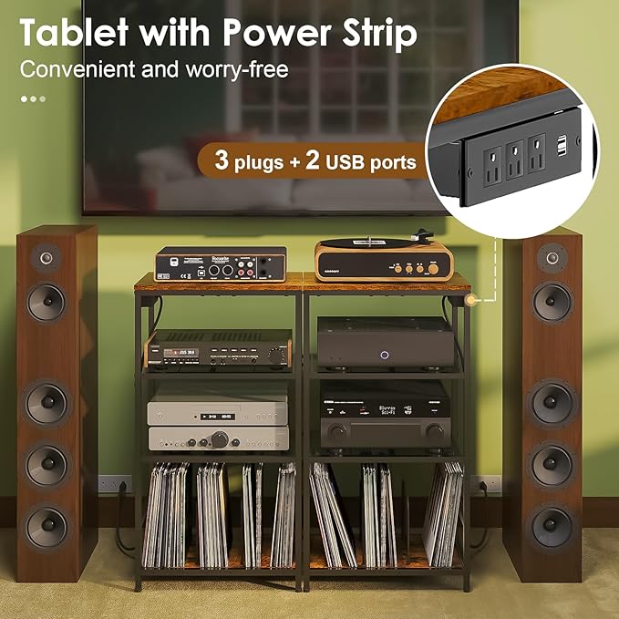 Record Player Stand with Storage, 4 Tier Turntable Stand with Vinyl Record - Image 3