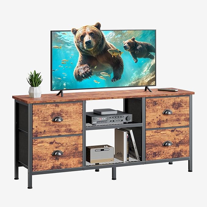 Furologee TV Stand with 4 Drawers, 43 Inch Entertainment Center with Open by Furologee