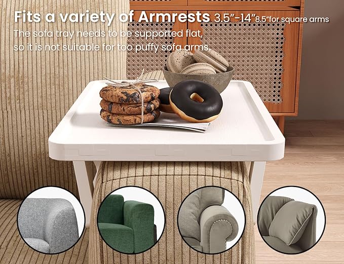 2 Pack Couch Arm Tray, Bamboo Folding Sofa Tray, Sofa Armrest Trays Clip-On - Image 4