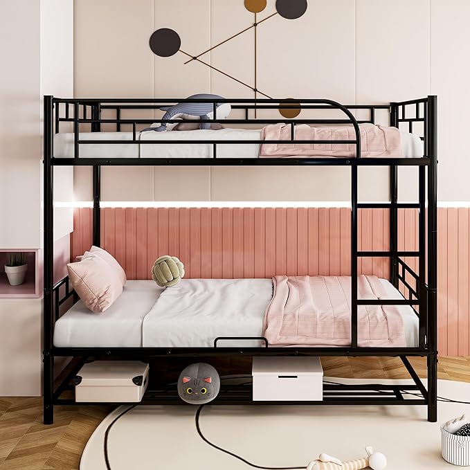 Twin Over Twin Metal Bunk Bed - Image 3