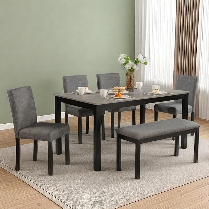 Dining Table Set for 5, 6-Piece Kitchen Table & Chairs Set - Image 4